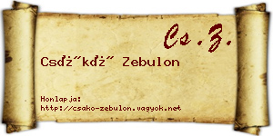 Csákó Zebulon névjegykártya
